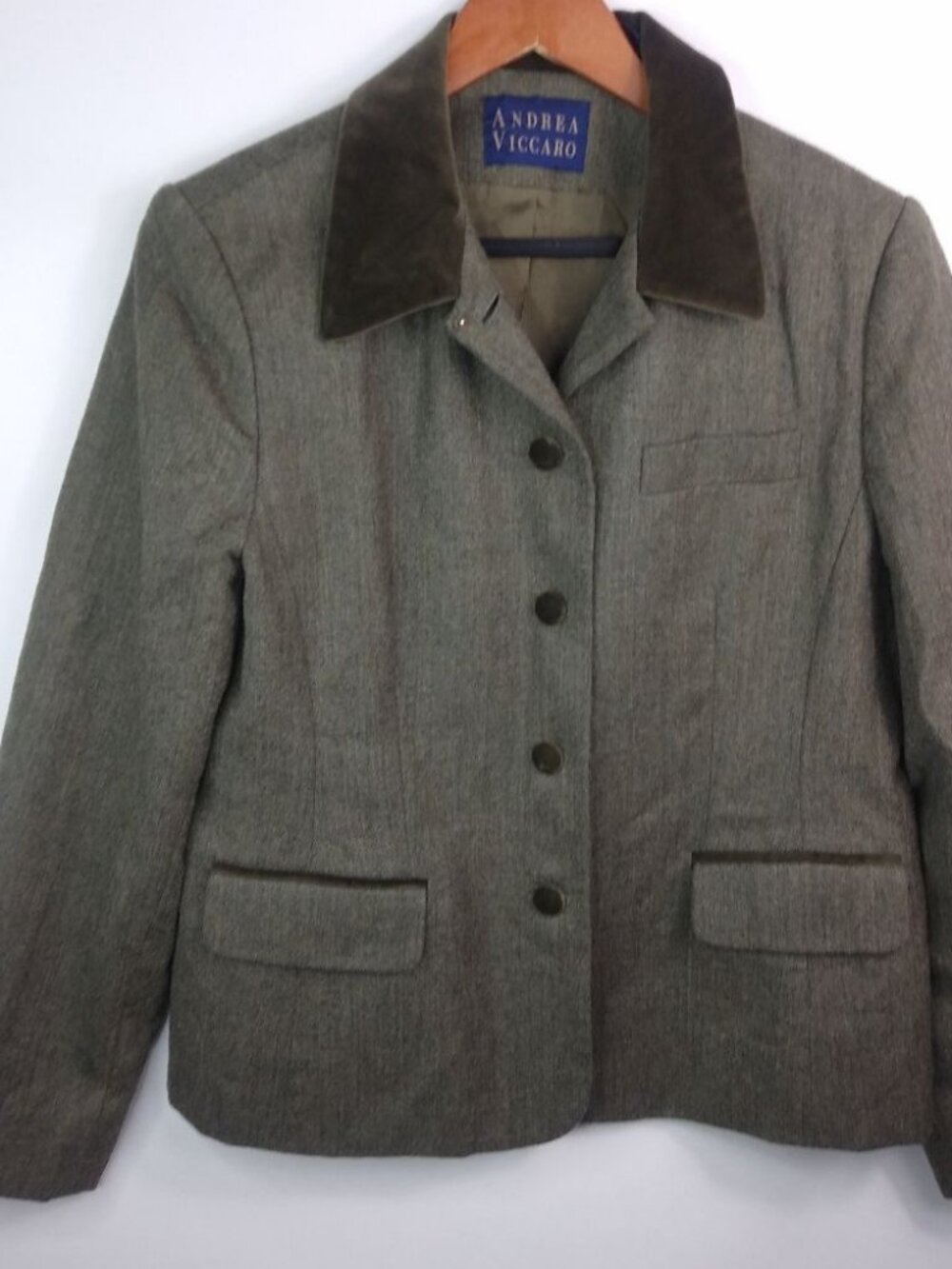 Andrea Viccaro 12 Olive Wool Velvet Jacket